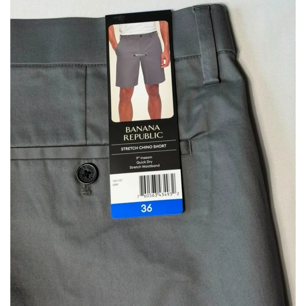 New Banana Republic Men’s Stretch Chino Shorts - Gray - Size 36 - 9